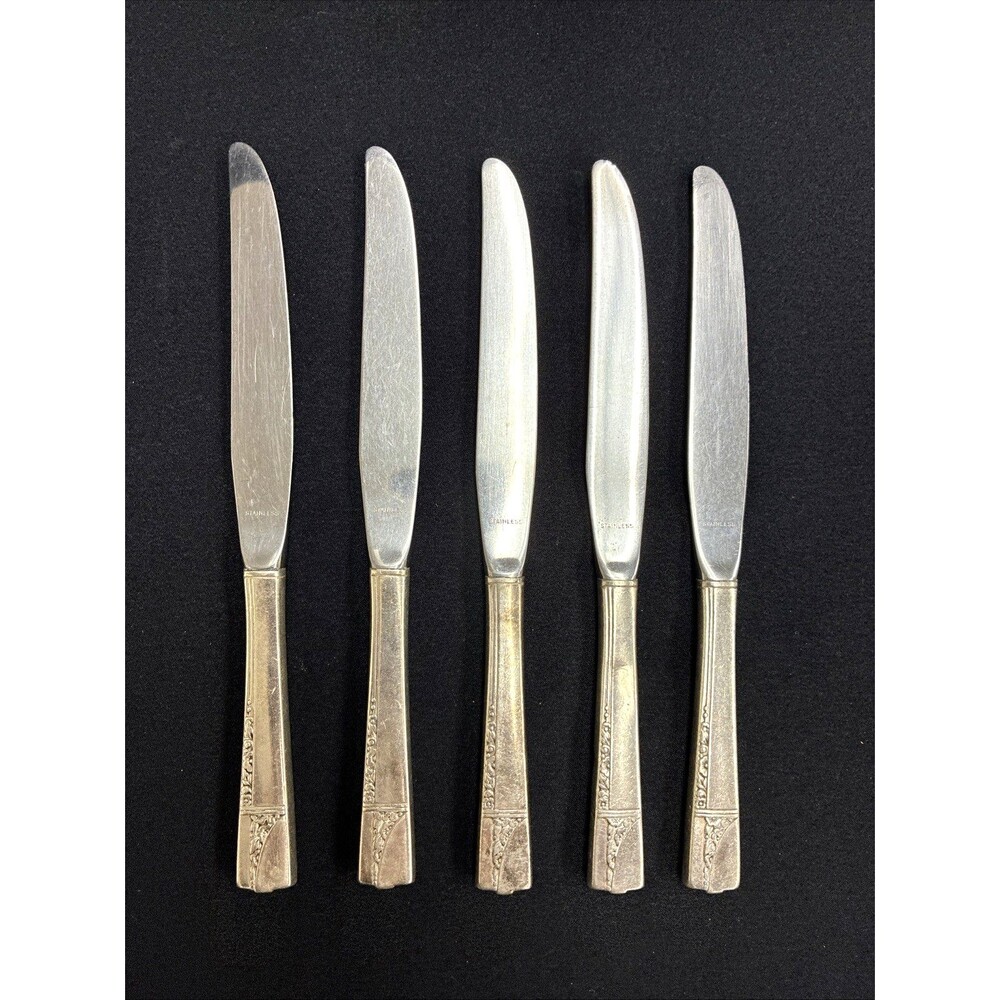 Vtg 1937 Oneida Caprice Nobility Silver Plate 5 Butter Knife 9-1/4" MCM Flatware